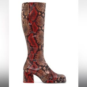 NWT Miista Red Snake Print Donna Tall Patent Boots